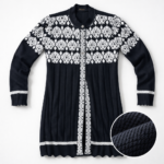 Elegant Stretchable Long Cardigan – Black & White