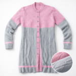 Elegant Stretchable Long Cardigan –  Pink and Grey