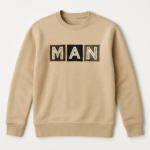 Men’s Premium “MAN” Patchwork T-Shirt – Beige Edition